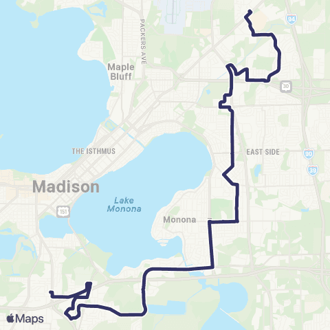 Madison Metro Route G map