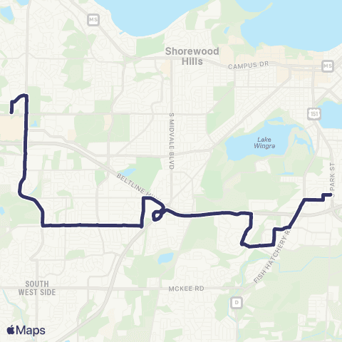 Madison Metro Route H map