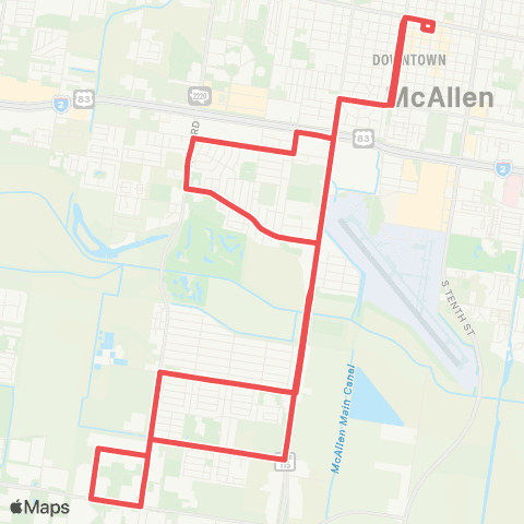 Metro McAllen Route 1 map