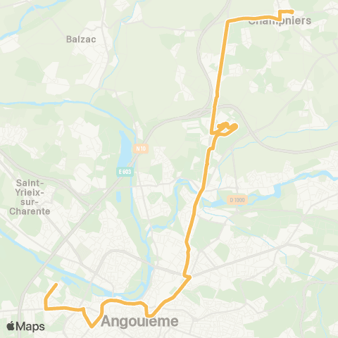 Möbius Angoulême Frégeneuil - Champniers Colvert map