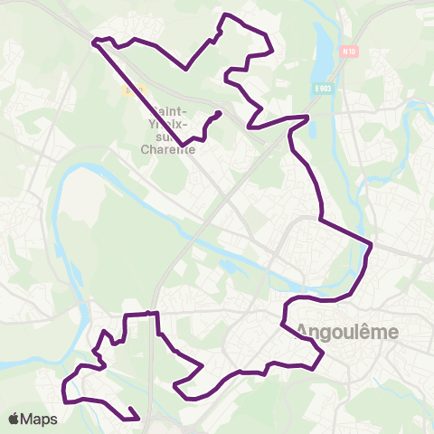 Möbius St-Yrieux La Pouyade via l'Amandier - St-Michel Puygrelier Parking map