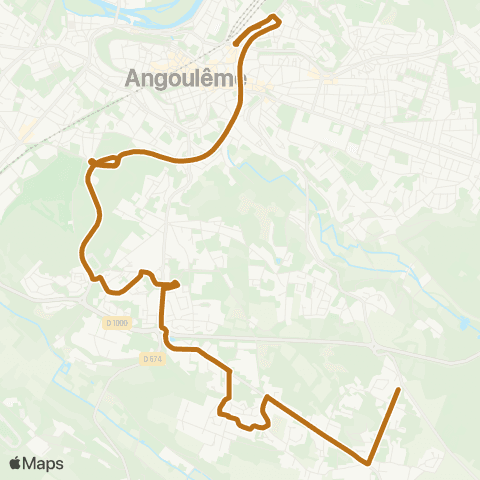 Möbius Angoulême Gare SNCF - Puymoyen Peusec map