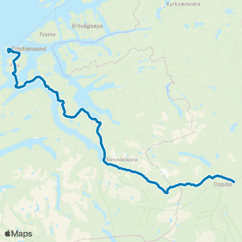 FRAM Fram Ekspress Kristiansund-Oppdal map