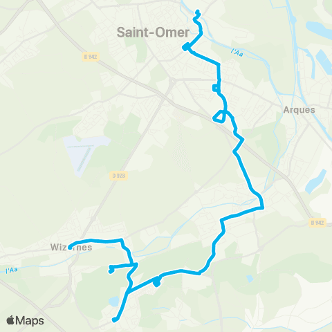 Mouvéo Saint-Omer (Gare) > Helfaut / Hallines map