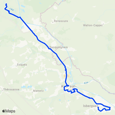 Mouvéo Isbergues (Léon Blum) > Aire-s/-la-Lys / St-Omer map