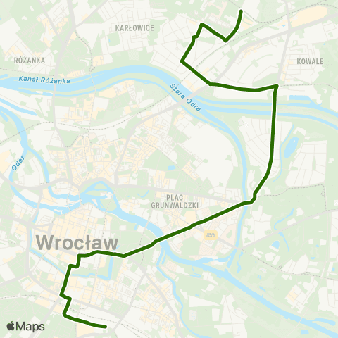 MPK Wrocław Sołtysowicka — Dworzec Autobusowy map