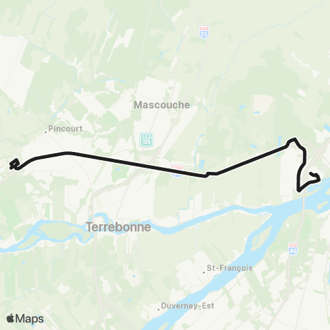 exo Terrebonne-Mascouche Terrebonne - Cité du Sport - Lachenaie map