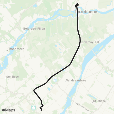 exo Terrebonne-Mascouche Terrebonne - Terminus Montmorency map