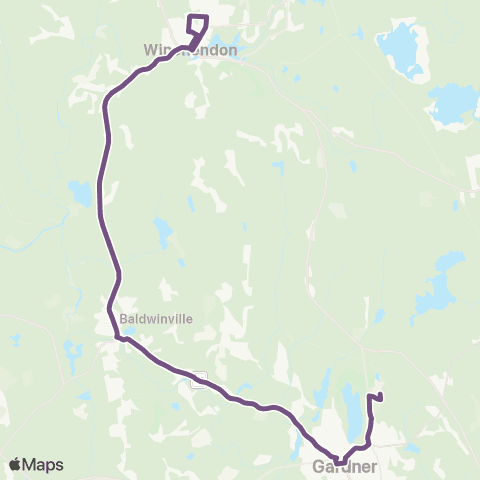 MART GLink: Gardner to Winchendon map