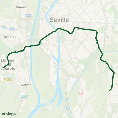Metro Sevilla Linea 1 map