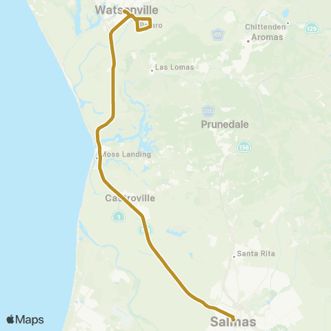 Monterey-Salinas Transit Watsonville via Castroville map