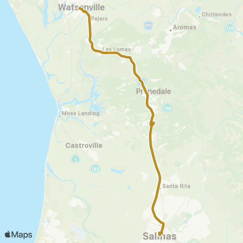 Monterey-Salinas Transit Watsonville via Prunedale map