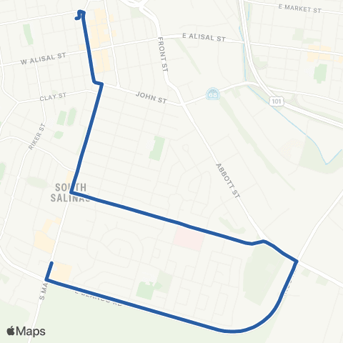 Monterey-Salinas Transit Salinas - South Main via Sv Health map