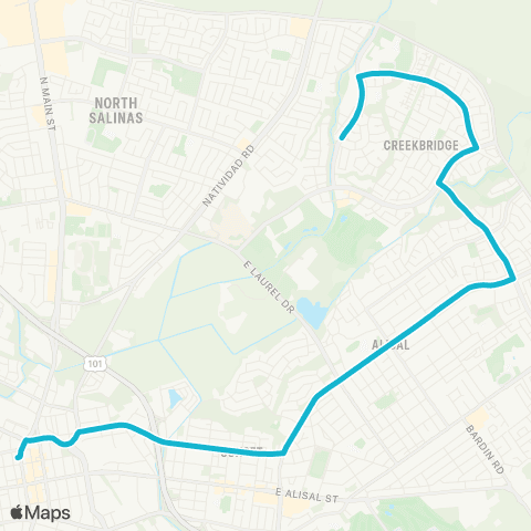 Monterey-Salinas Transit Salinas - East Market / Creekbridge map