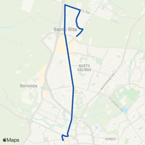 Monterey-Salinas Transit Salinas - Santa Rita via North Main map