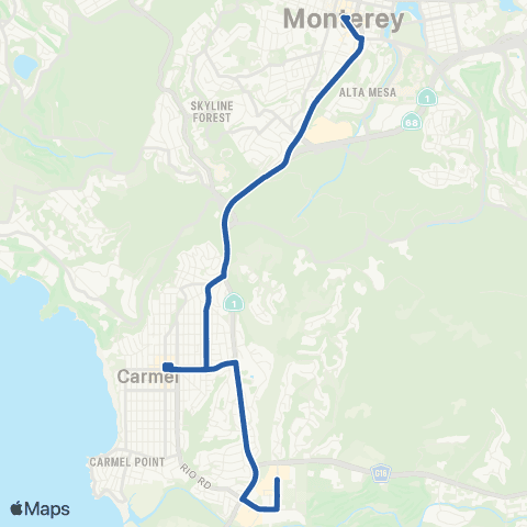 Monterey-Salinas Transit Monterey - Carmel Rancho map