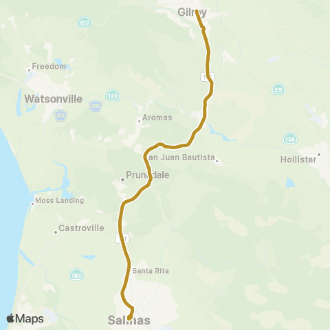 Monterey-Salinas Transit Salinas - Gilroy map