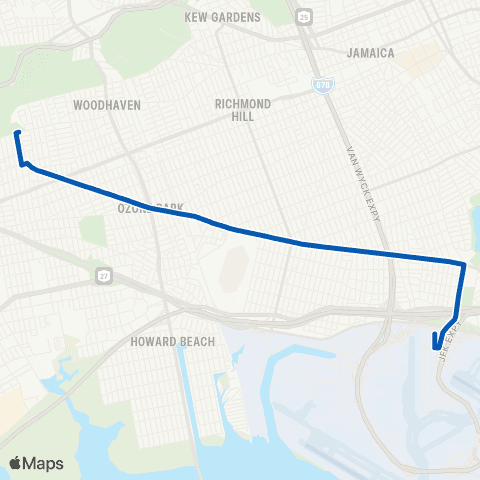 MTA Queens Cypress Hills - Rockaway Blvd - JFK Travel Plz. map