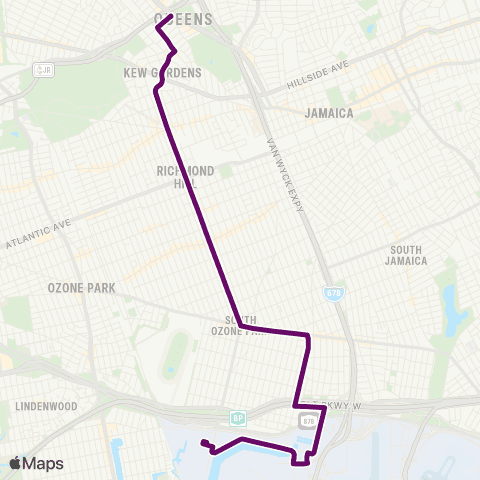 MTA Queens JFK AirTrain - Kew Gardens via Rockaway map