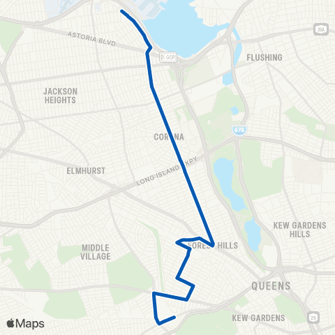 MTA Queens East Elmhurst - Forest Hills map