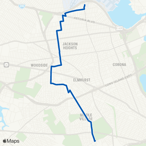 MTA Queens East Elmhurst - Glendale map