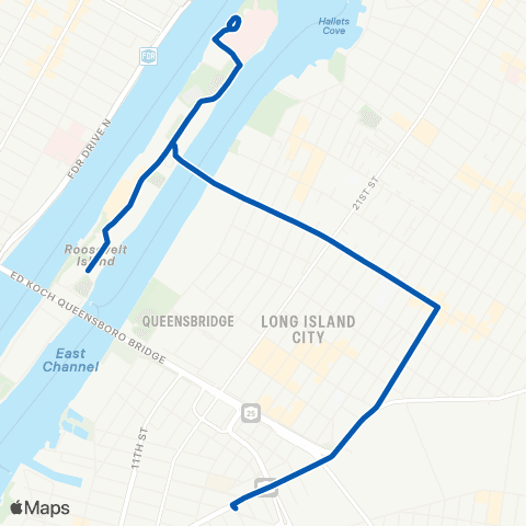MTA Queens Roosevelt Island - Long Island City map