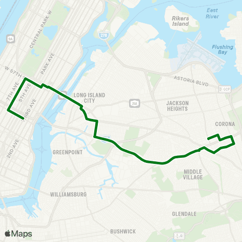 MTA Express Lefrak City - Midtown Express map