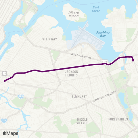 MTA Queens Flushing - Long Island City Rush map