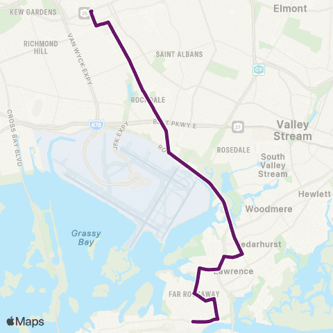 MTA Queens Far Rockaway - Jamaica Rush map