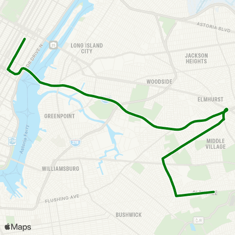 MTA Express Glendale - Midtown Express map