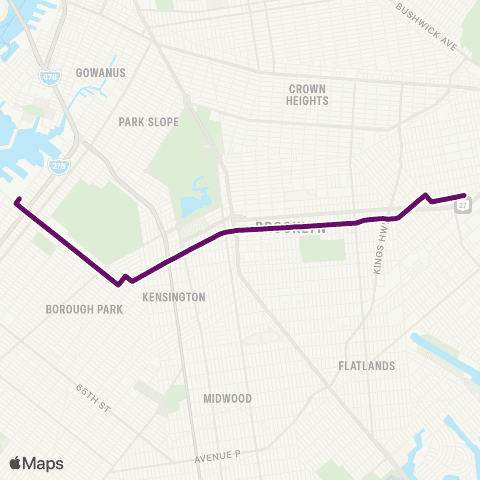 MTA Brooklyn Brownsville - Sunset Park map