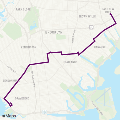 MTA Brooklyn Bath Beach - East New York map
