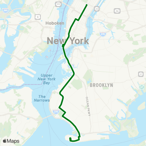 MTA Express Sea Gate / Bensonhurst - Manhattan Exp map