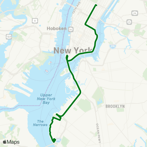 MTA Express Bay Ridge - Midtown Manhattan Express map