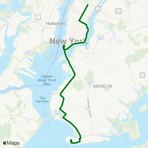 MTA Express Sea Gate / Bensonhurst - Midtown Expr map