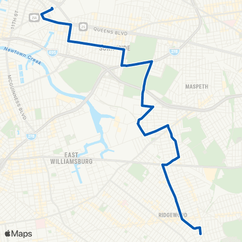MTA Queens Long Island City - Glendale map
