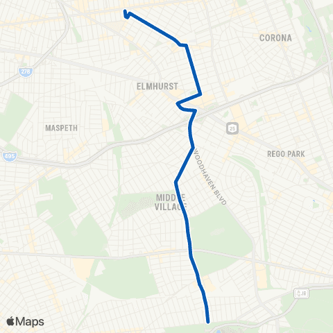 MTA Queens Elmhurst - Glendale map