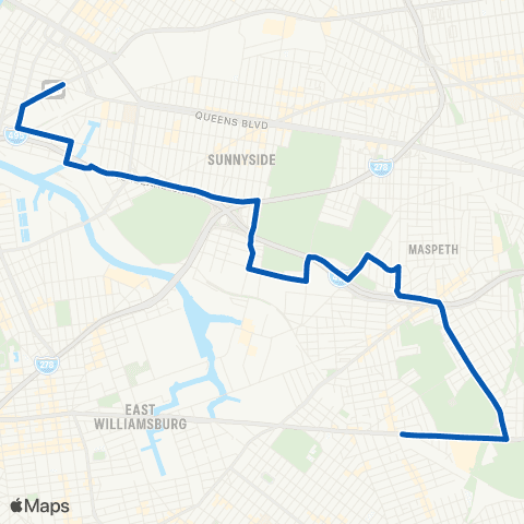 MTA Queens Long Island City - Middle Village map