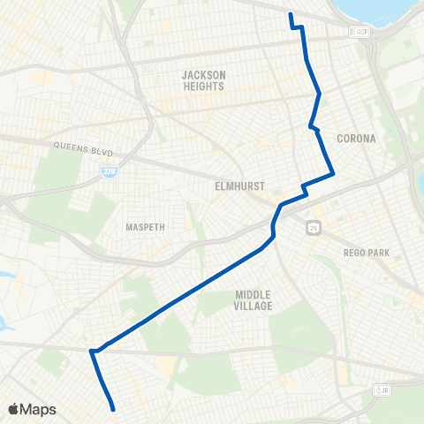 MTA Queens East Elmhurst - Ridgewood map