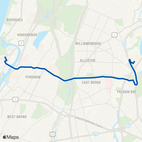 MTA Bronx Pelham Bay - Inwood map