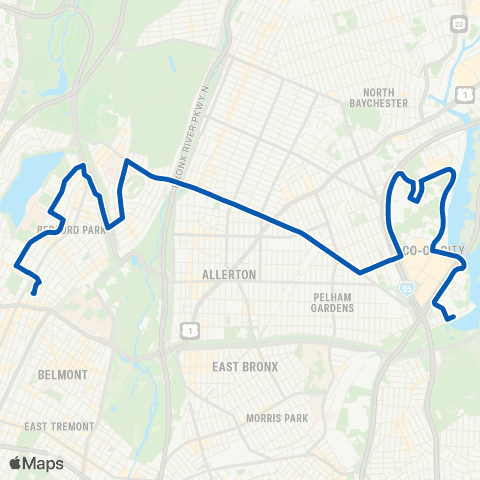 MTA Bronx Co-Op City Section 5 - Fordham Center map
