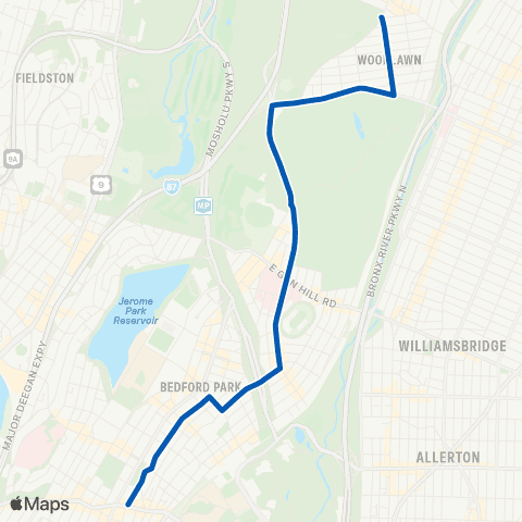 MTA Bronx Woodlawn - Fordham Center map