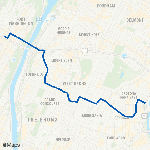MTA Bronx George Washington Bridge-West Farms Road map