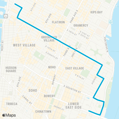 MTA Manhattan Lower East Side - Abingdon Sq map