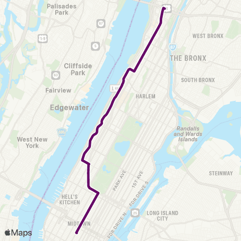 MTA Manhattan George Washington Bridge - 31 St & 6 Av map