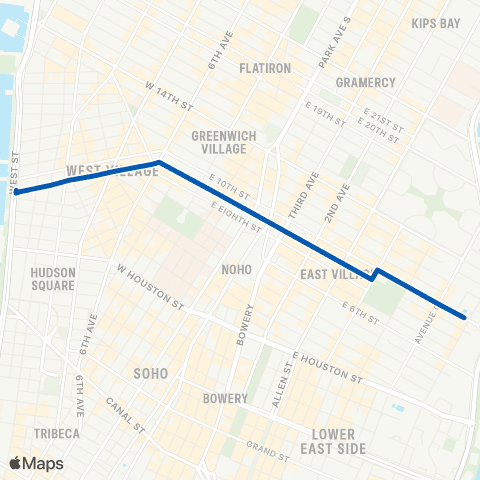 MTA Manhattan West Village - East Village map