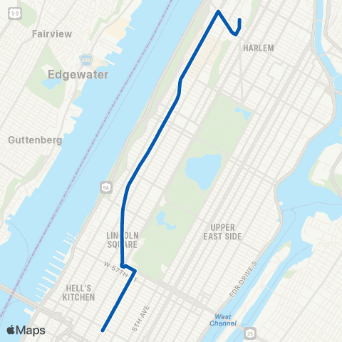 MTA Manhattan West Harlem - Times Square map