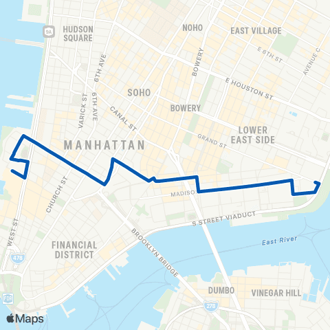 MTA Manhattan Lower East Side - Battery Park City map