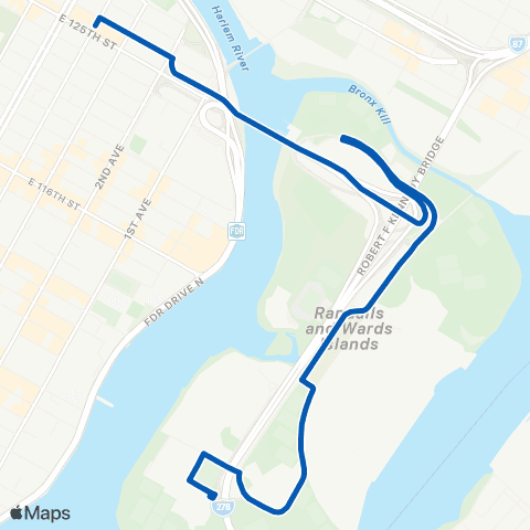 MTA Manhattan Ward's Island - East Harlem map
