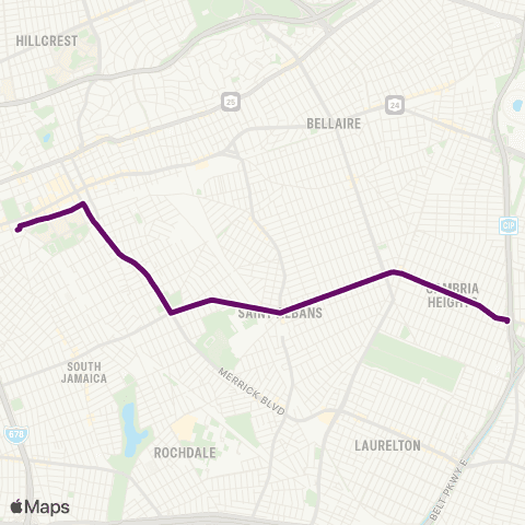 MTA Queens Cambria Heights - Jamaica map